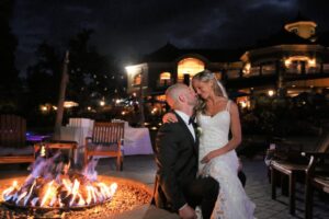 Beautiful wedding reception tents with cozy fire pits Wedding reception tents in Saratoga Springs, NY